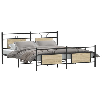 Metallbett ohne Matratze Sonoma-Eiche 180x200 cm