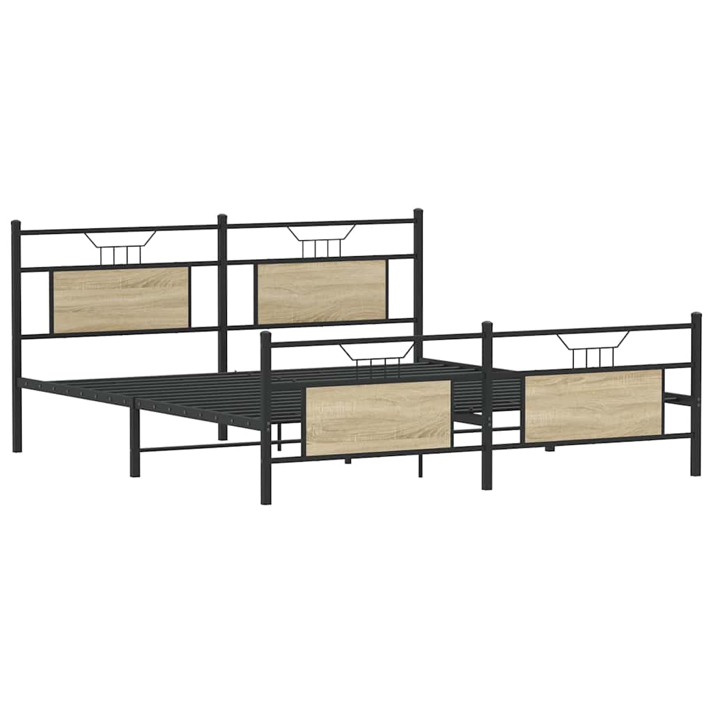 Metallbett ohne Matratze Sonoma-Eiche 180x200 cm
