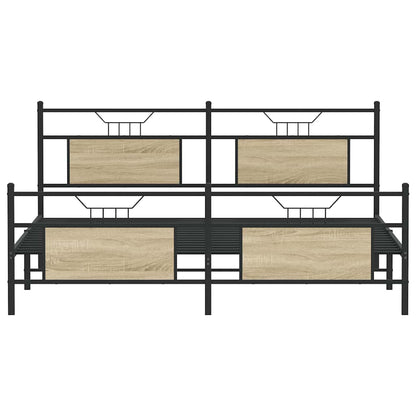 Metallbett ohne Matratze Sonoma-Eiche 180x200 cm