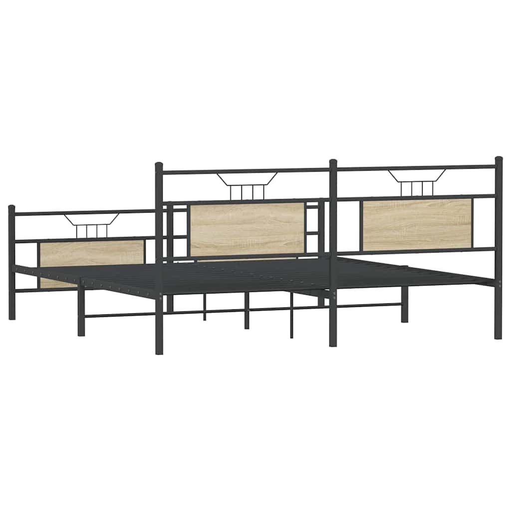 Metallbett ohne Matratze Sonoma-Eiche 180x200 cm