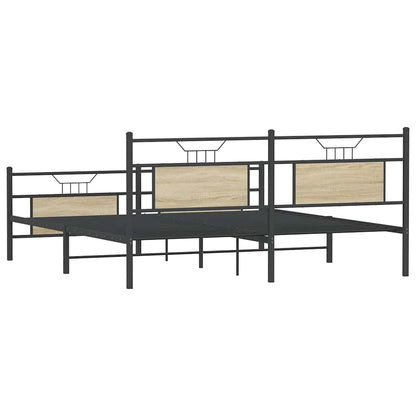 Metallbett ohne Matratze Sonoma-Eiche 180x200 cm
