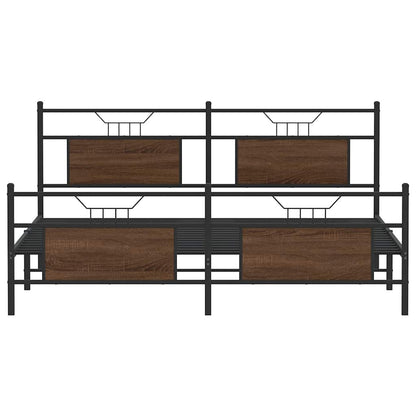 Metallbett ohne Matratze Braun Eichen-Optik 160x200 cm