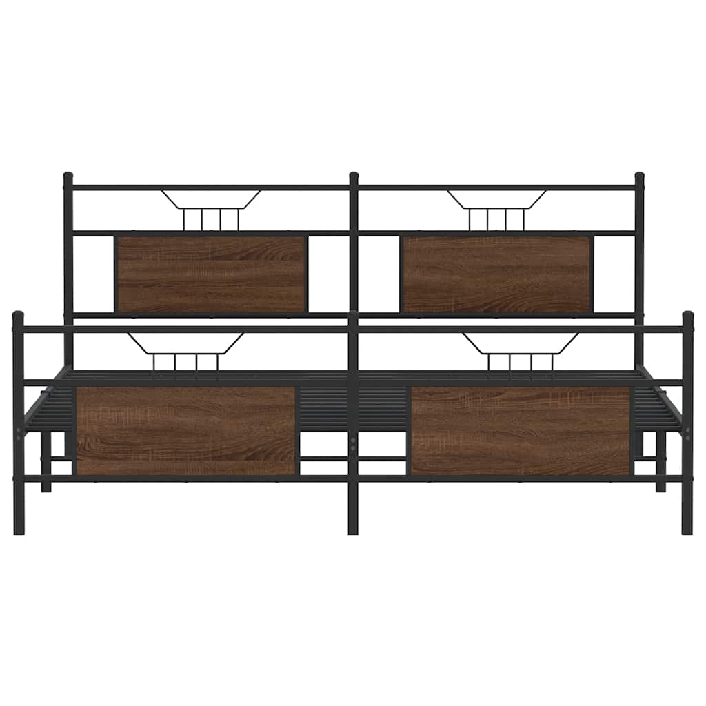 Metallbett ohne Matratze Braun Eichen-Optik 160x200 cm