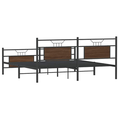 Metallbett ohne Matratze Braun Eichen-Optik 160x200 cm
