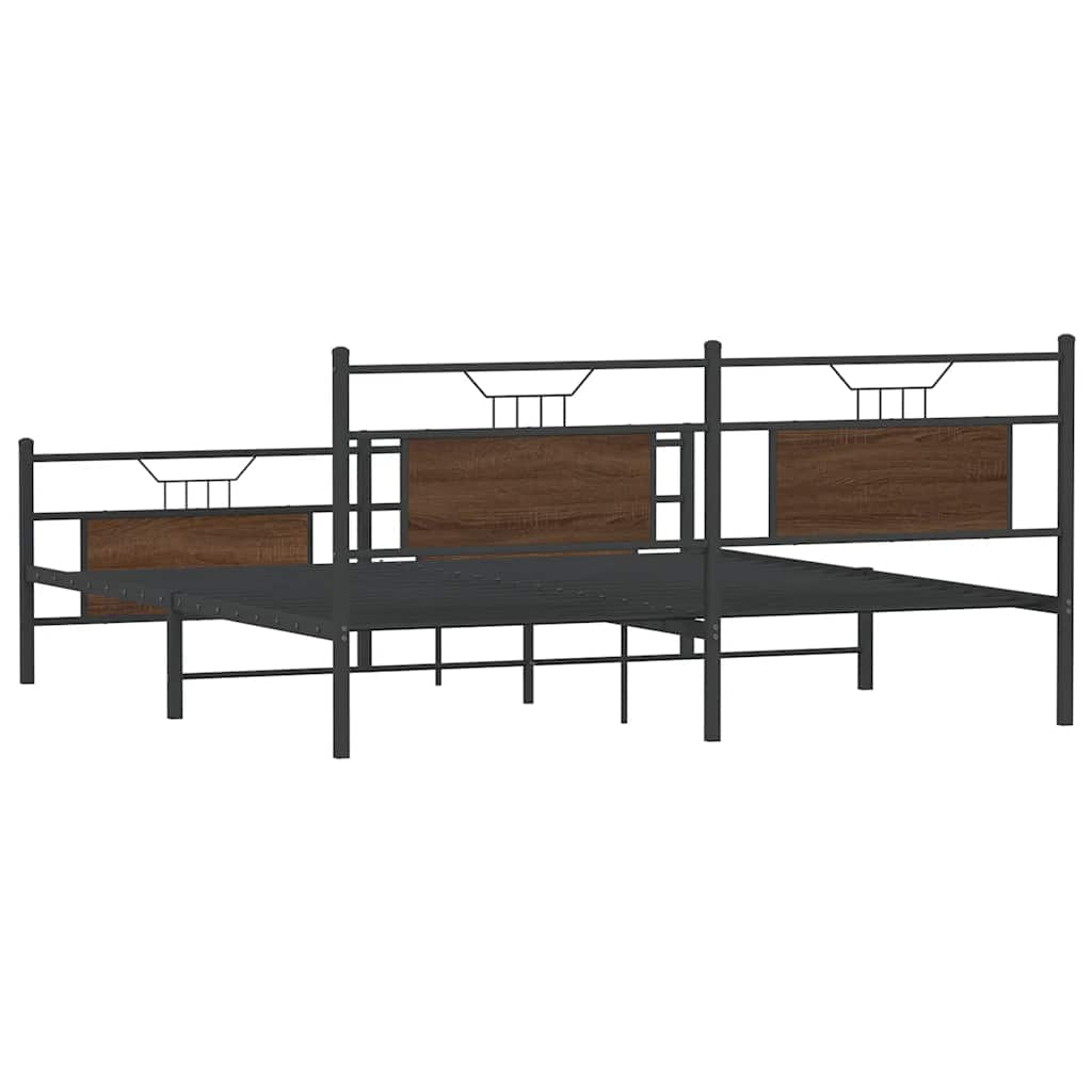 Metallbett ohne Matratze Braun Eichen-Optik 160x200 cm