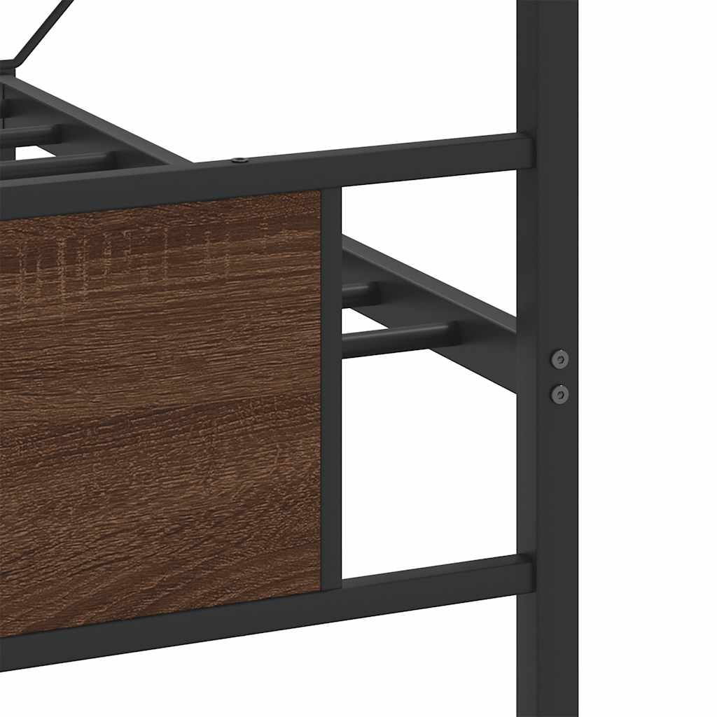 Metallbett ohne Matratze Braun Eichen-Optik 160x200 cm