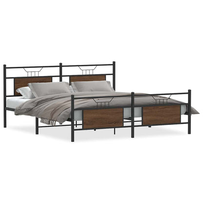 Metallbett ohne Matratze Braun Eichen-Optik 180x200 cm
