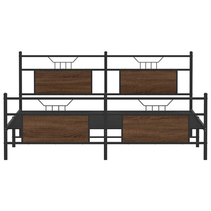 Metallbett ohne Matratze Braun Eichen-Optik 180x200 cm