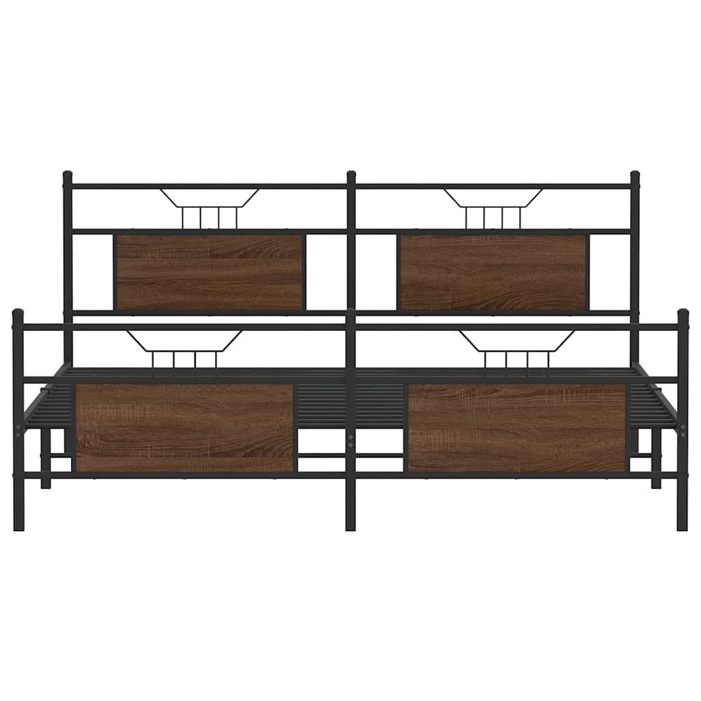 Metallbett ohne Matratze Braun Eichen-Optik 180x200 cm