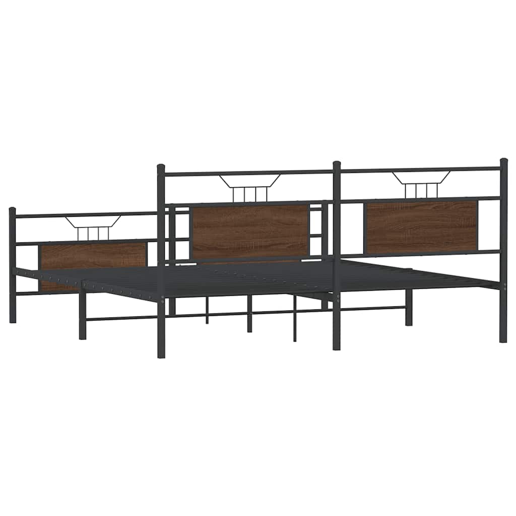 Metallbett ohne Matratze Braun Eichen-Optik 180x200 cm