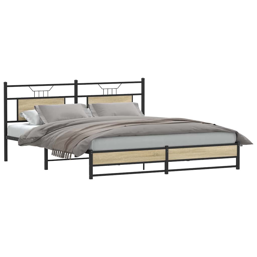Metallbett ohne Matratze Sonoma-Eiche 180x200 cm