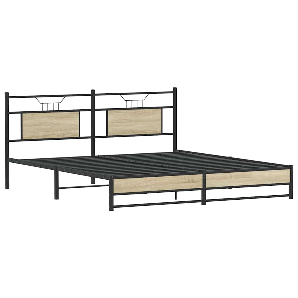 Metallbett ohne Matratze Sonoma-Eiche 180x200 cm