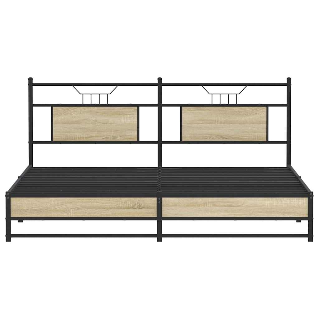 Metallbett ohne Matratze Sonoma-Eiche 180x200 cm