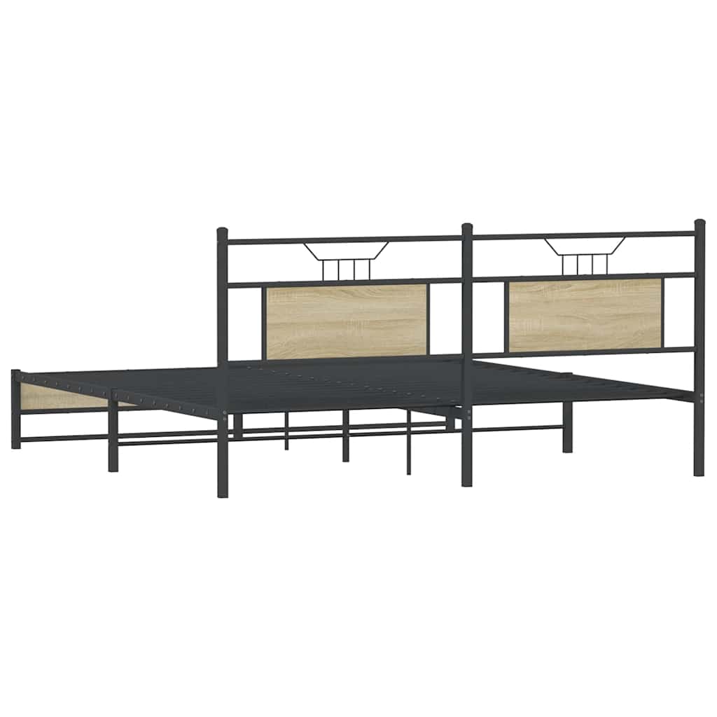Metallbett ohne Matratze Sonoma-Eiche 180x200 cm