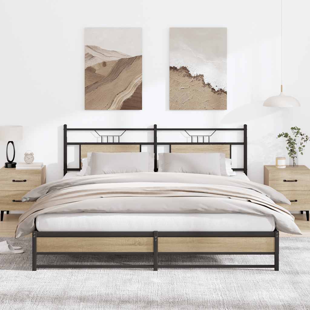 Metallbett ohne Matratze Sonoma-Eiche 180x200 cm