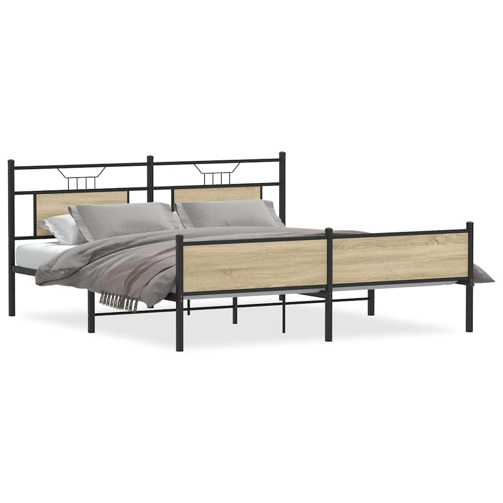 Metallbett ohne Matratze Sonoma-Eiche 160x200 cm