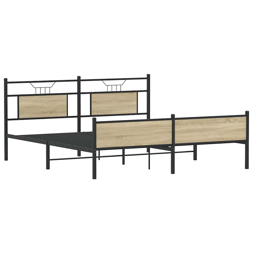 Metallbett ohne Matratze Sonoma-Eiche 160x200 cm