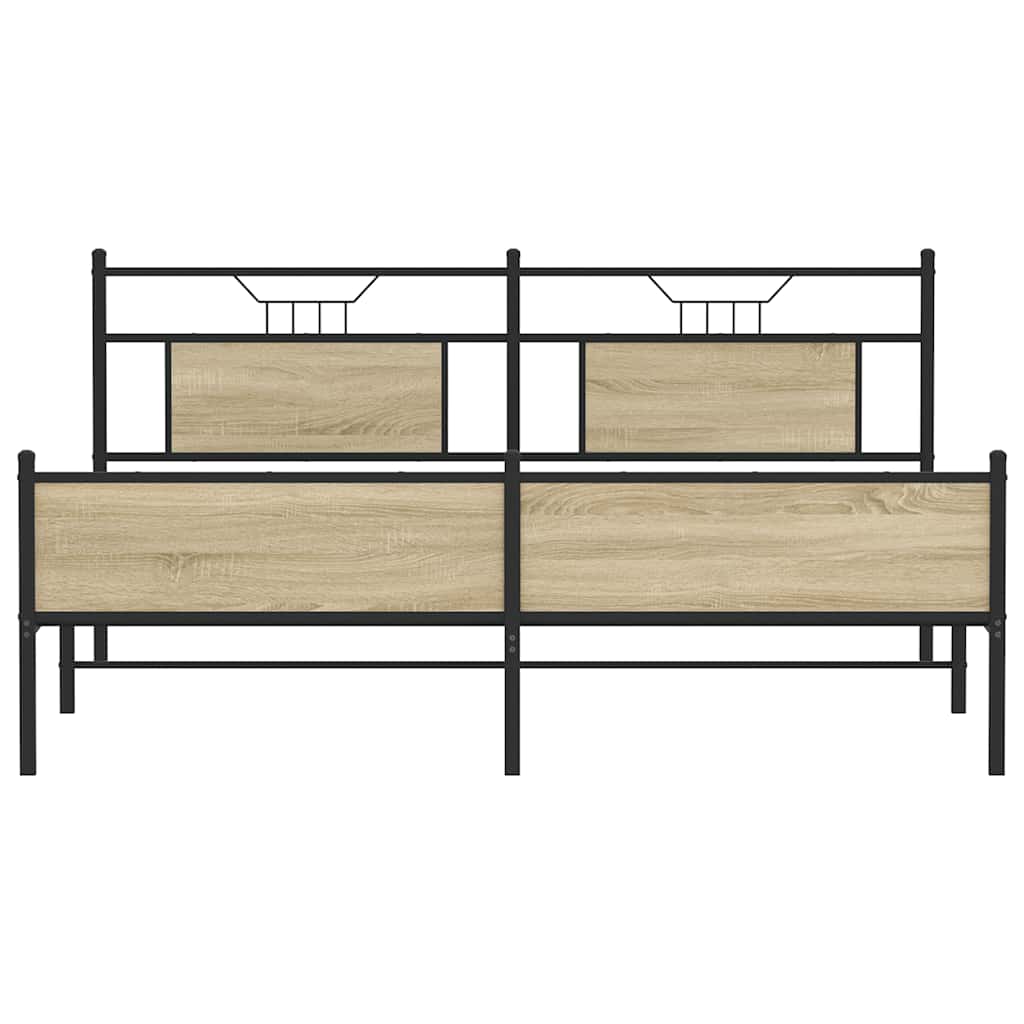 Metallbett ohne Matratze Sonoma-Eiche 160x200 cm