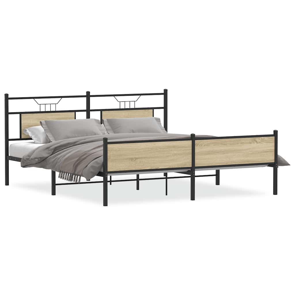 Metallbett ohne Matratze Sonoma-Eiche 180x200 cm