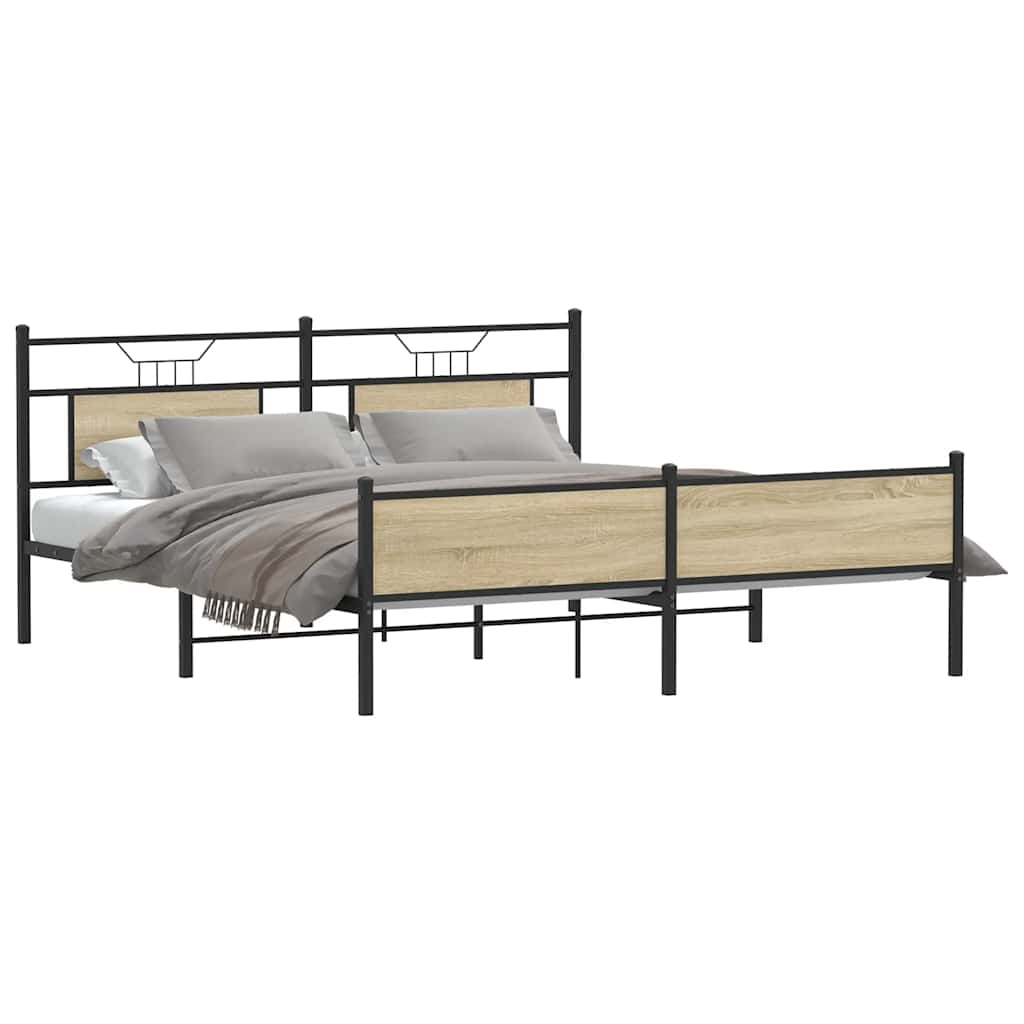 Metallbett ohne Matratze Sonoma-Eiche 180x200 cm