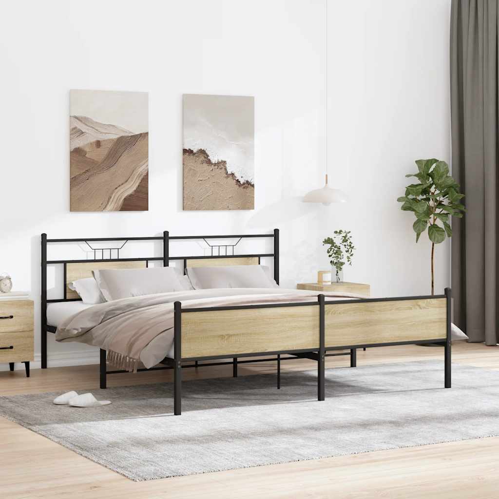 Metallbett ohne Matratze Sonoma-Eiche 180x200 cm