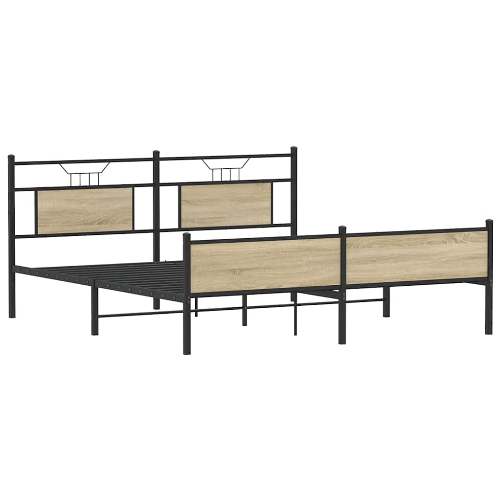 Metallbett ohne Matratze Sonoma-Eiche 180x200 cm