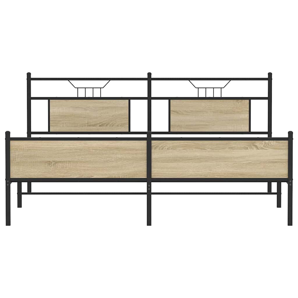 Metallbett ohne Matratze Sonoma-Eiche 180x200 cm