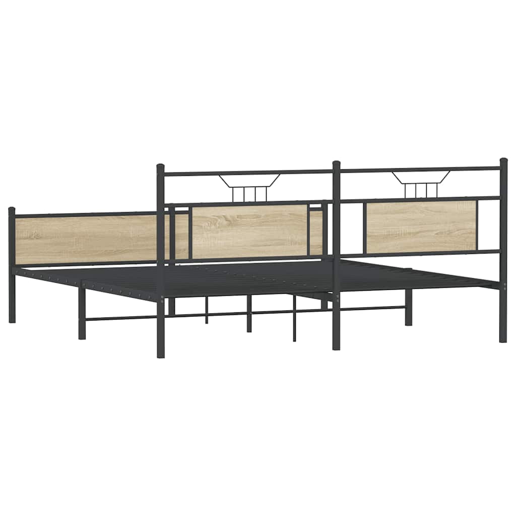 Metallbett ohne Matratze Sonoma-Eiche 180x200 cm
