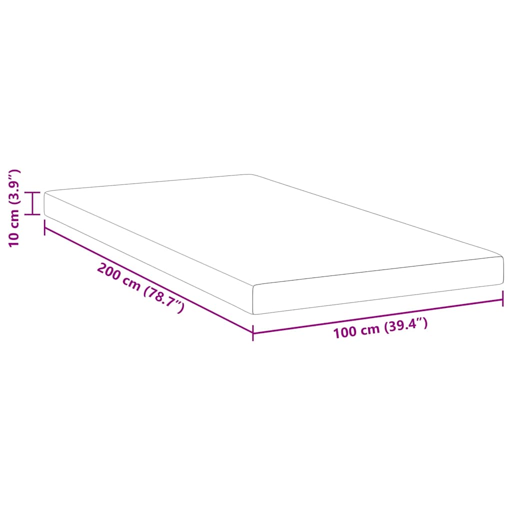 Matratzentopper aus Memory-Schaum 100 x 200 cm Thick Weich Weiß