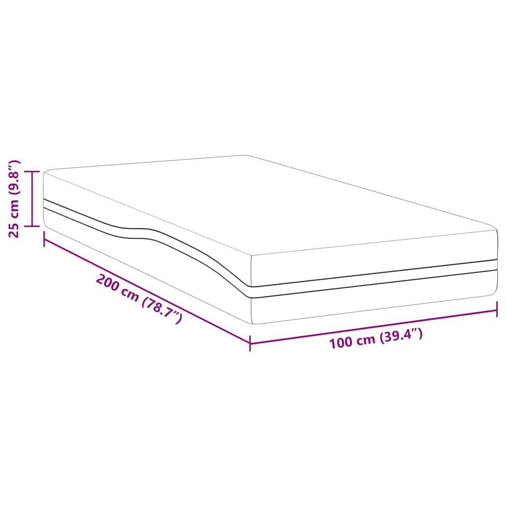 Matratze Weiß und Grau 100 x 200 cm Memory Foam