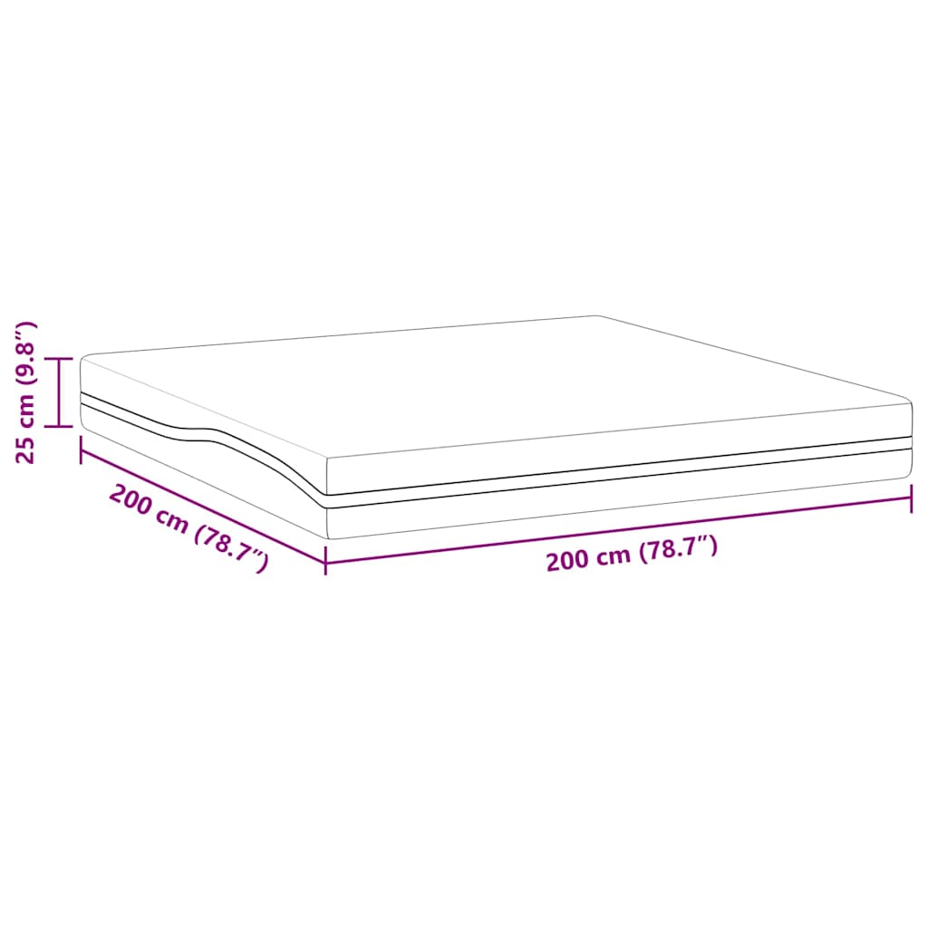 Matratze Weiß und Grau 200 x 200 cm Jacquard-Stoff