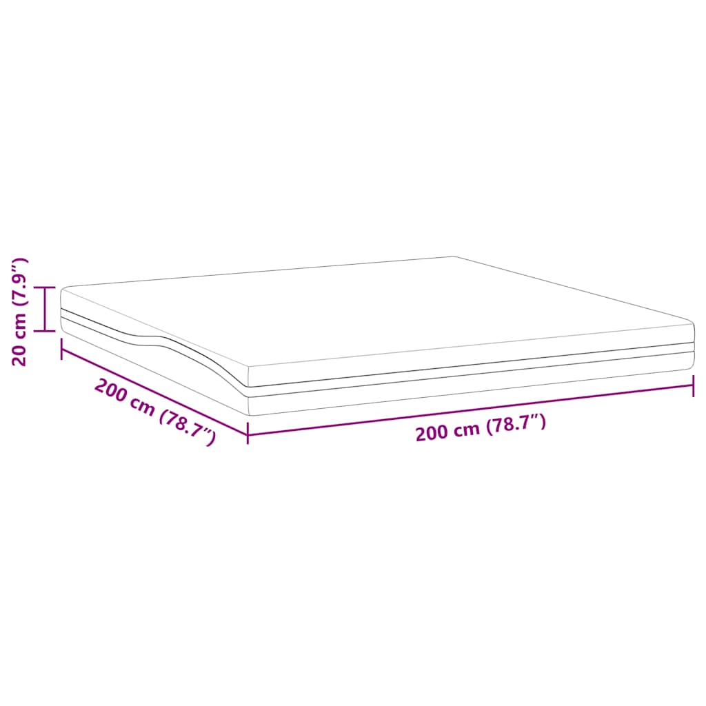 Matratze Weiß und Schwarz 200 x 200 cm Jacquard-Stoff