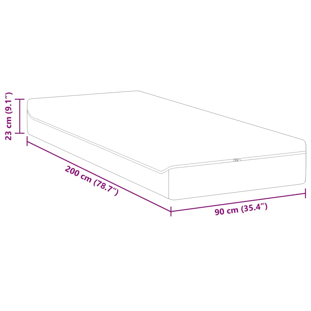 Matratze Weiß und Grau 90 x 200 cm Taschenfeder