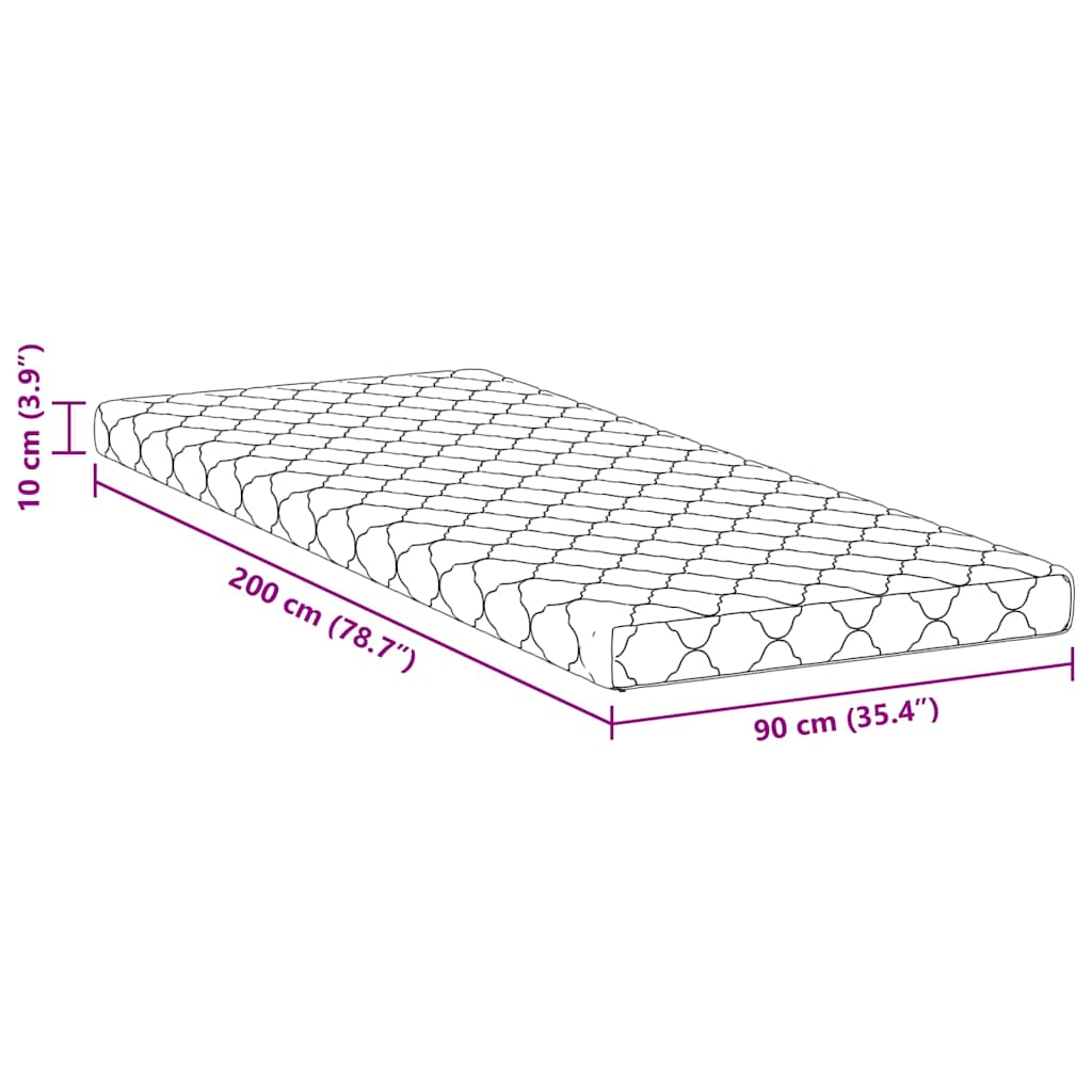 Matratze mit Kokosnusschicht Weiß 200 x 90 cm PU-Schaum