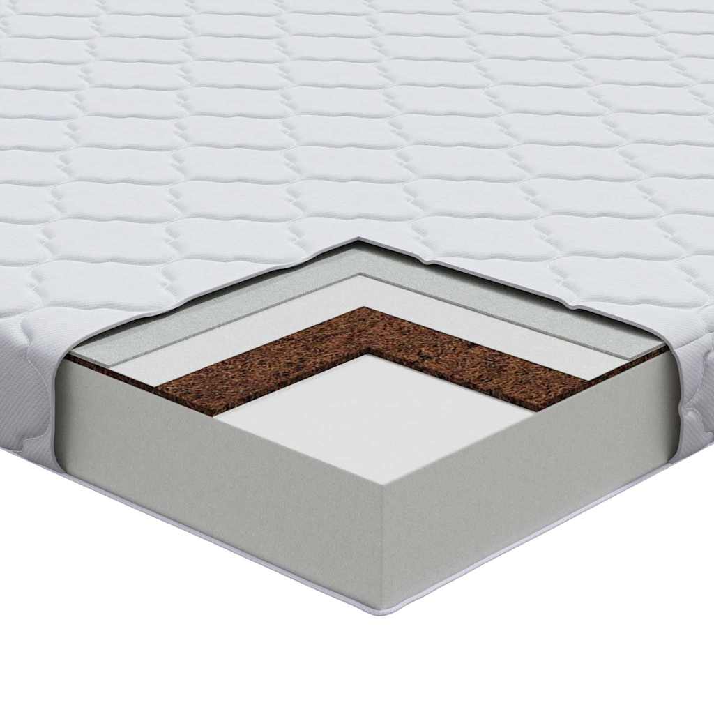Matratze mit Kokosnusschicht Weiß 200 x 180 cm PU-Schaum