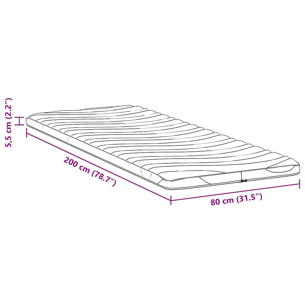Matratzenpads Weiß 80 x 200 cm Latex