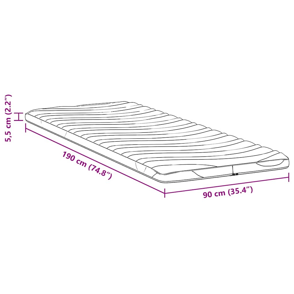 Matratzenpads Weiß 90 x 190 cm Latex