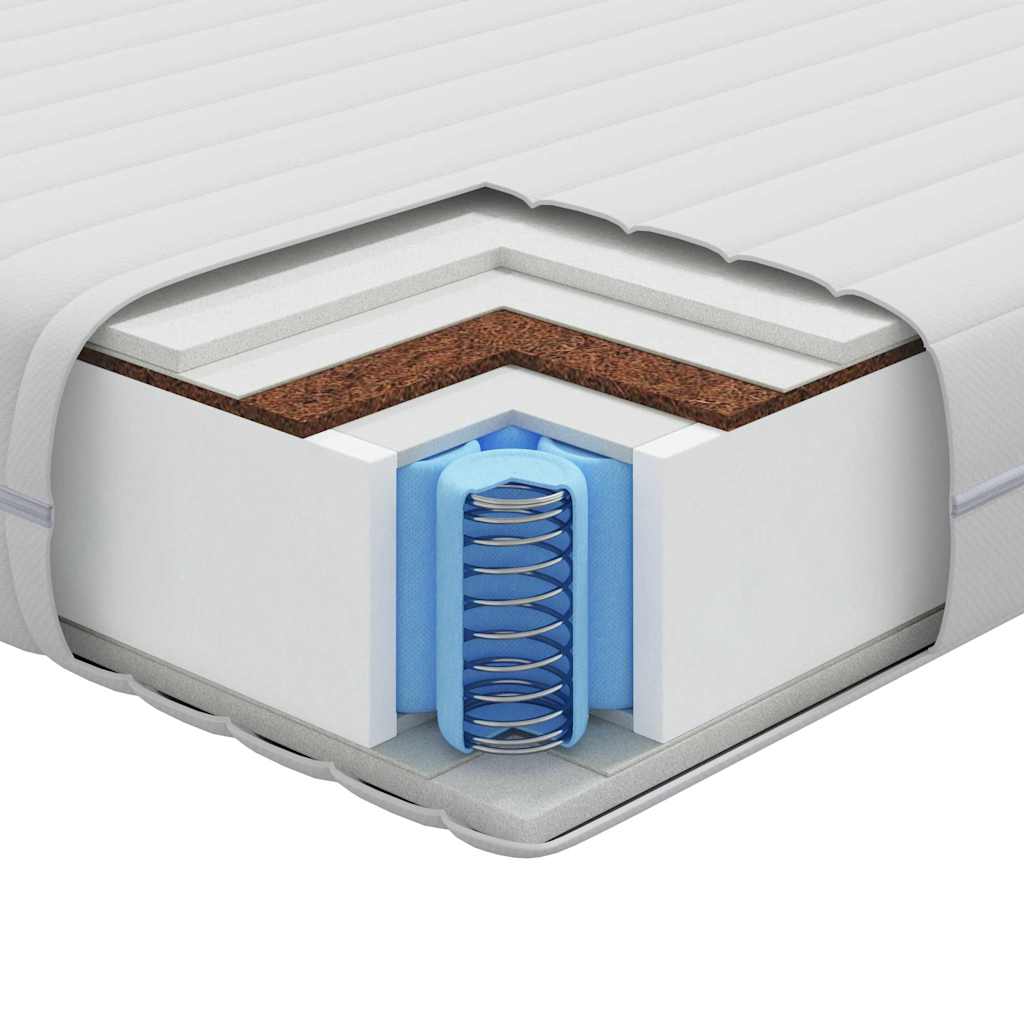 Matratze mit Kokosnusschicht Weiß 80 x 200 cm Taschenfeder
