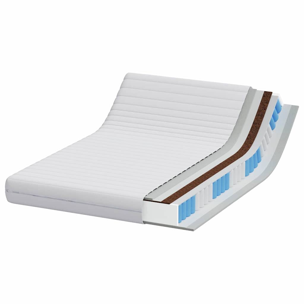 Matratze mit Kokosnusschicht Weiß 140 x 190 cm Taschenfeder