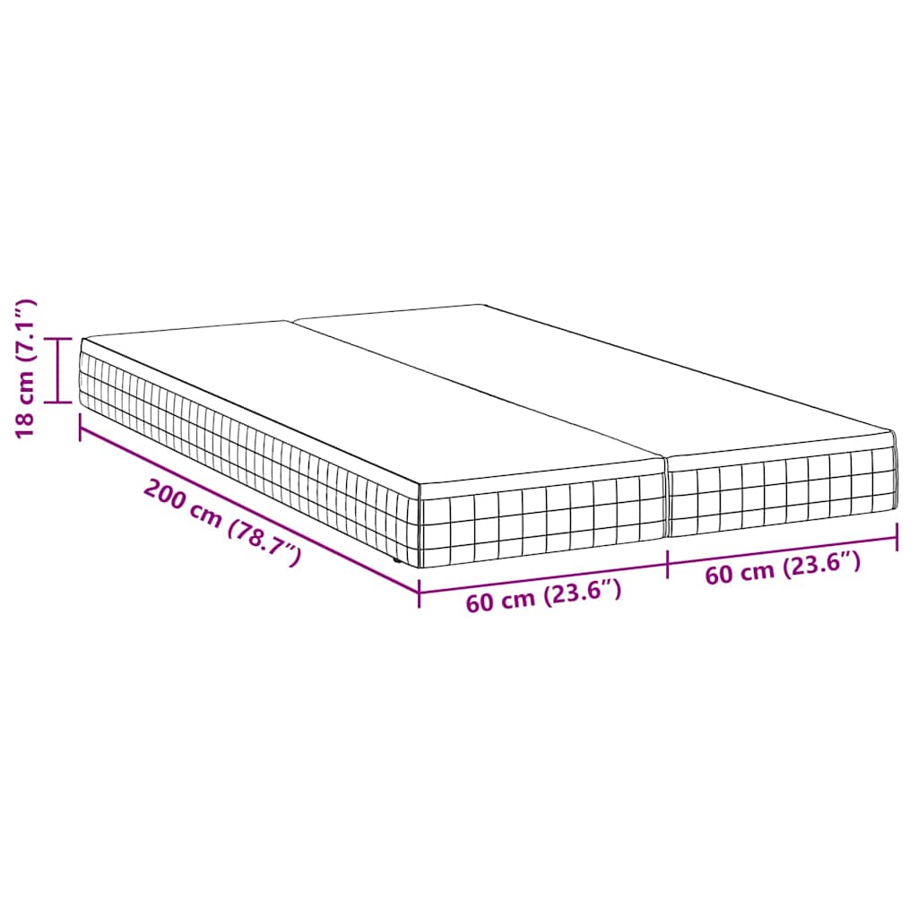 Matratze 2 stk. Mittelweich 60 x 200 cm Weiß und Grau