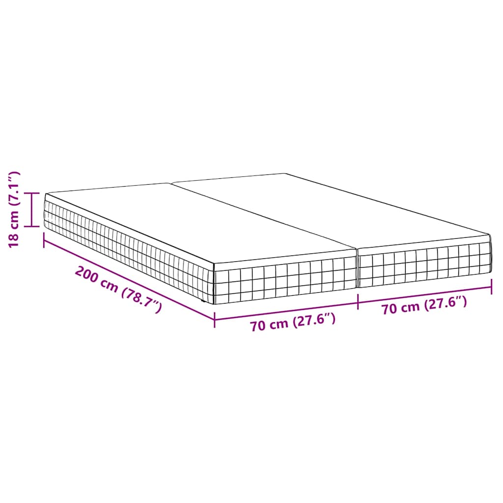 Matratze 2 stk. Mittelweich 70 x 200 cm Weiß und Grau