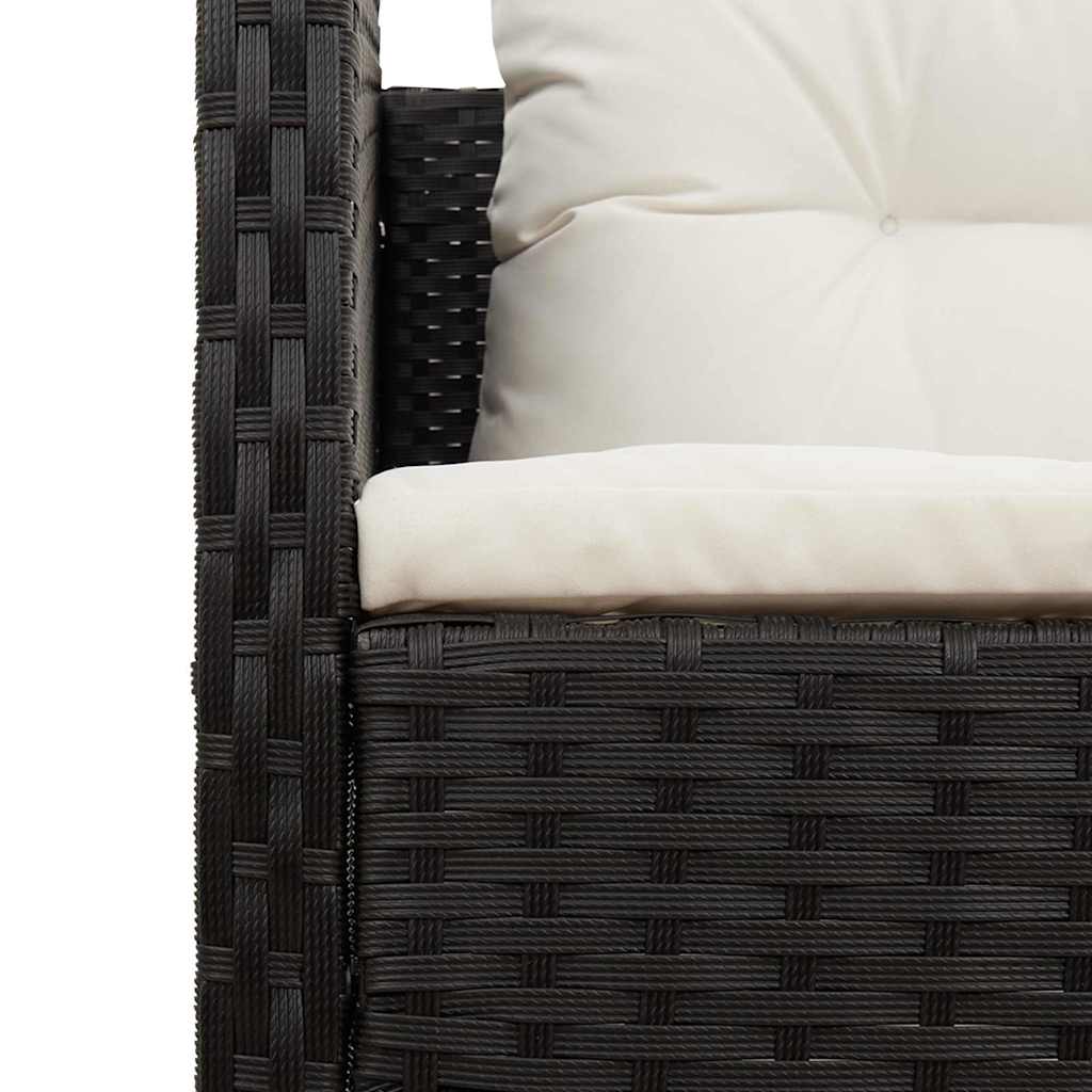 Gartensofa-set 6 stk. Schwarz und Creme Poly-Rattan