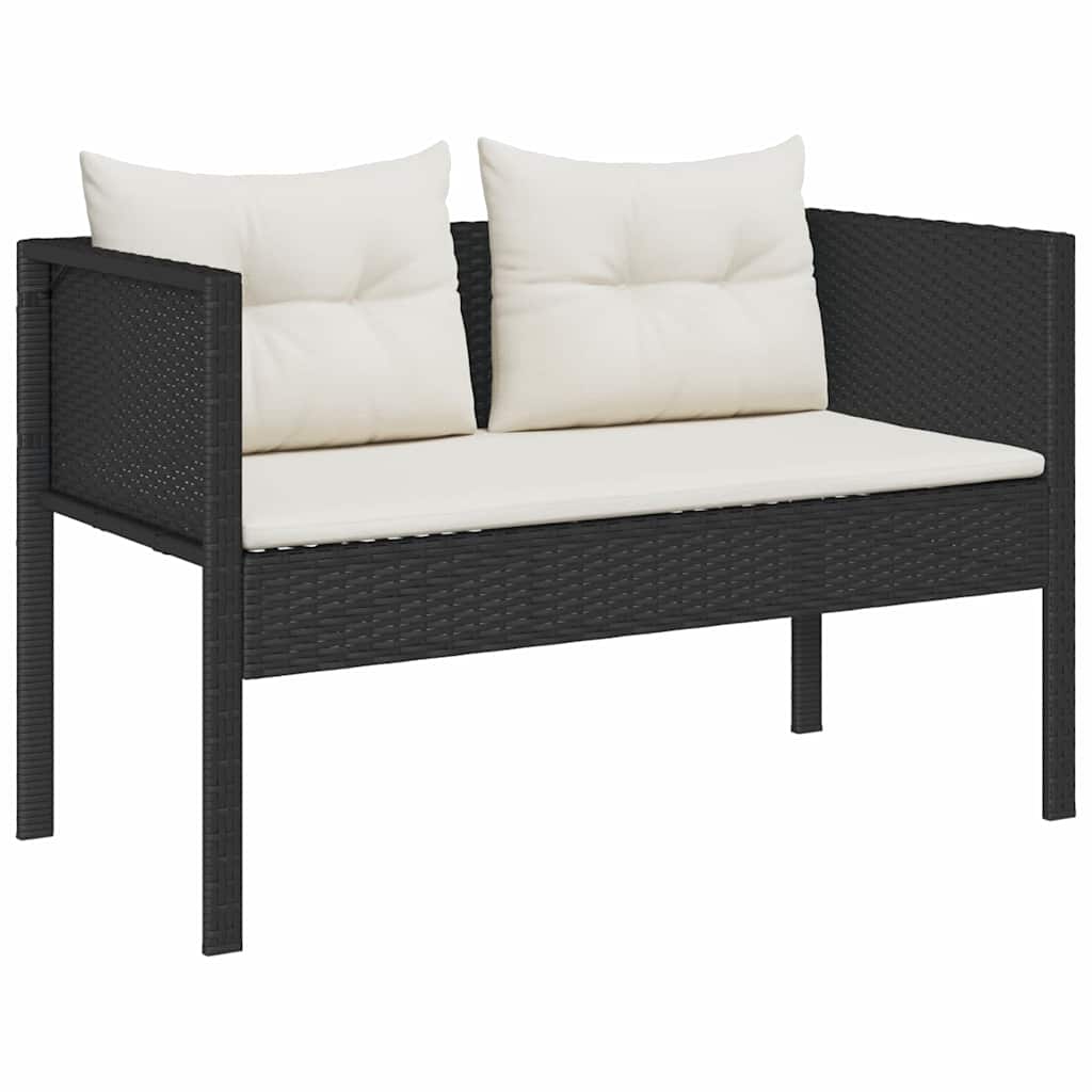 Gartensofa-set 6 stk. Schwarz und Creme Poly-Rattan