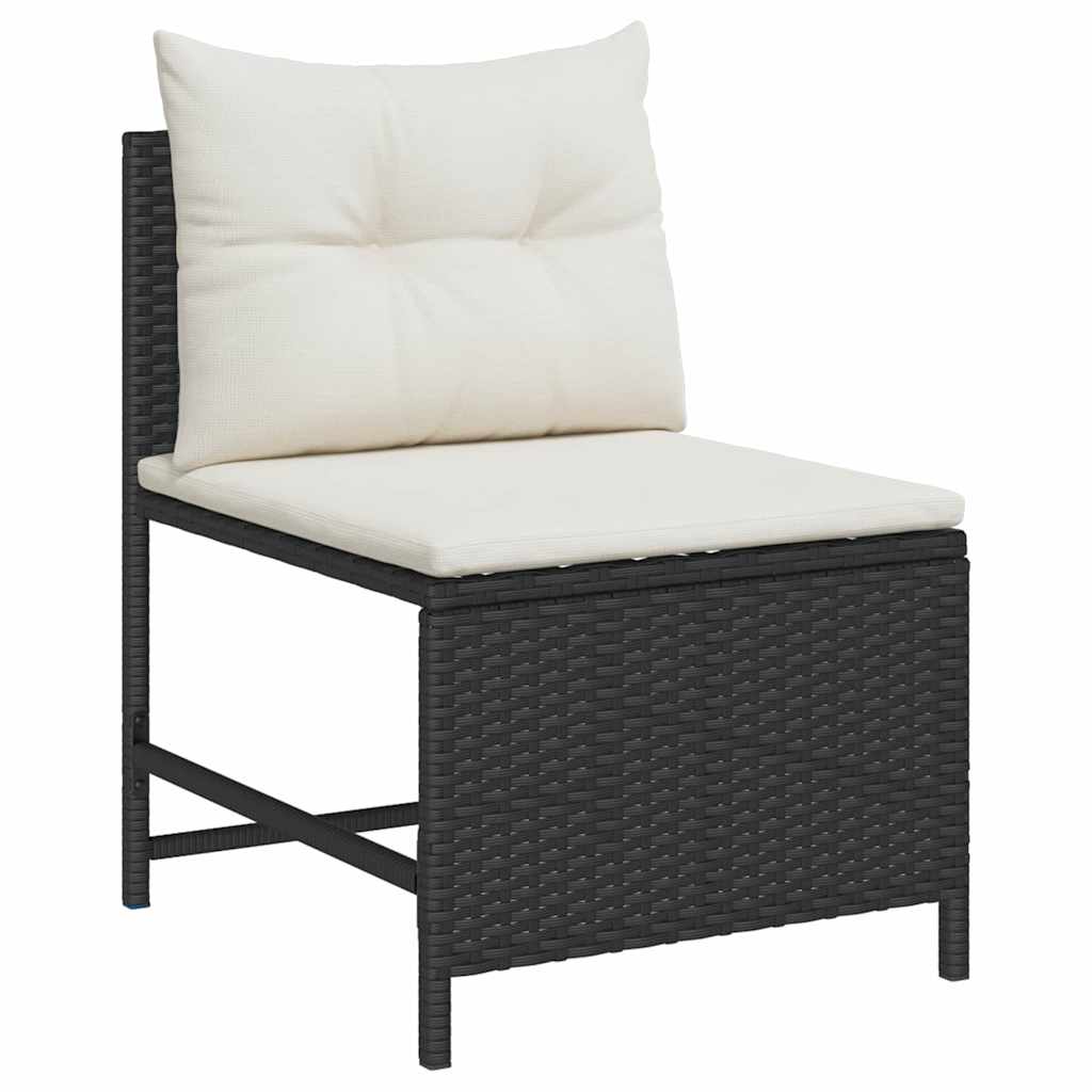 Gartensofa-set 6 stk. Schwarz und Creme Poly-Rattan