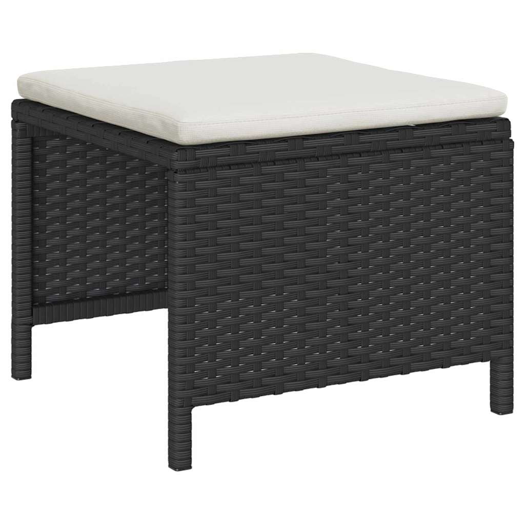 Gartensofa-set 6 stk. Schwarz und Creme Poly-Rattan