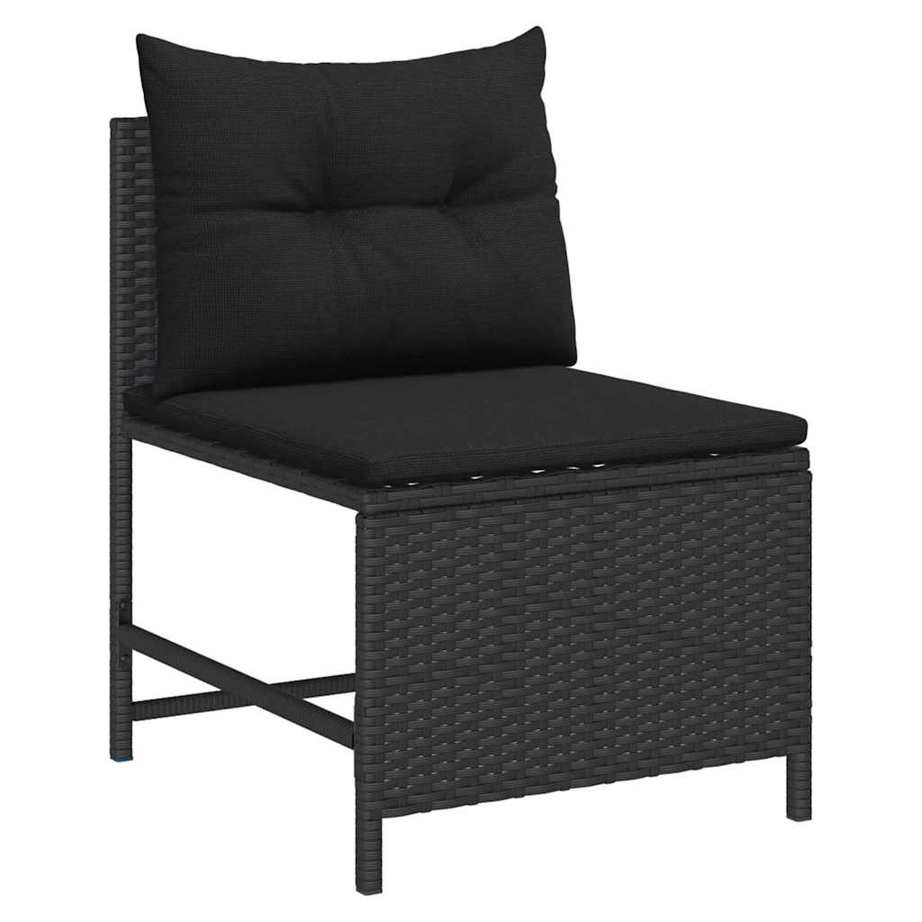 Gartensofa-set 6 stk. Schwarz Poly-Rattan