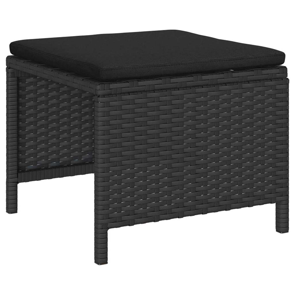 Gartensofa-set 6 stk. Schwarz Poly-Rattan