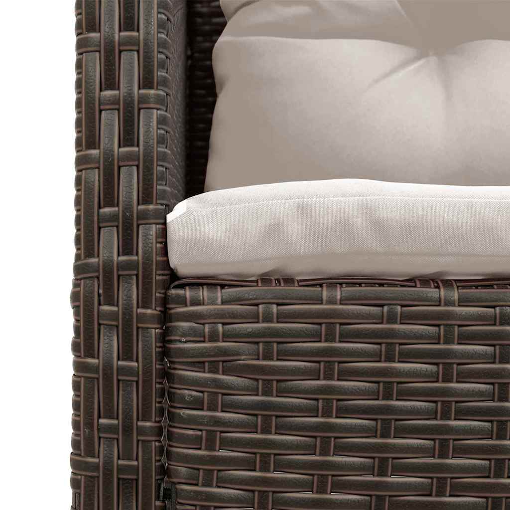 Gartensofa-set mit Kissen 6 pcs Braun und Creme Poly-Rattan