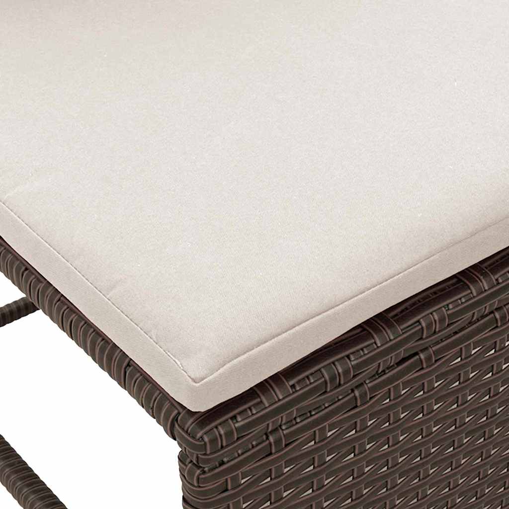 Gartensofa-set mit Kissen 6 pcs Braun und Creme Poly-Rattan