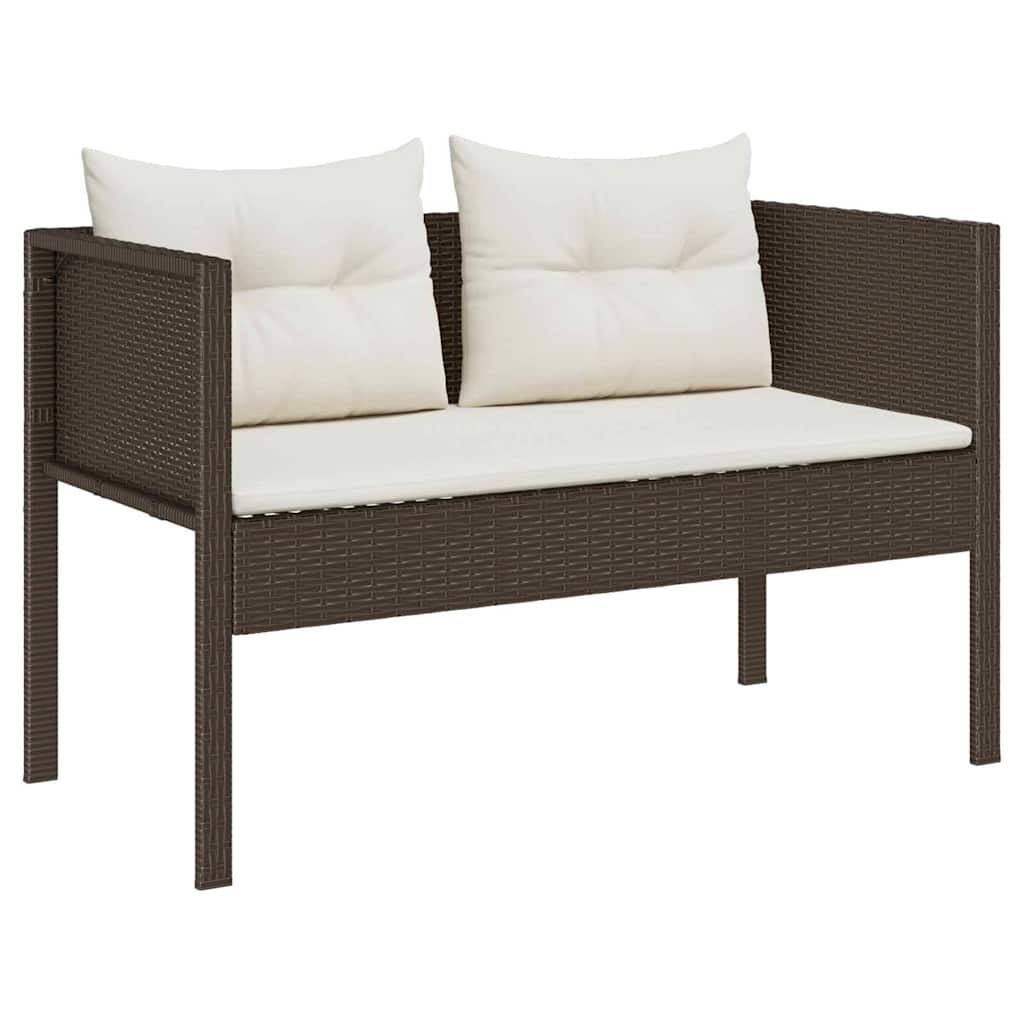 Gartensofa-set mit Kissen 6 pcs Braun und Creme Poly-Rattan